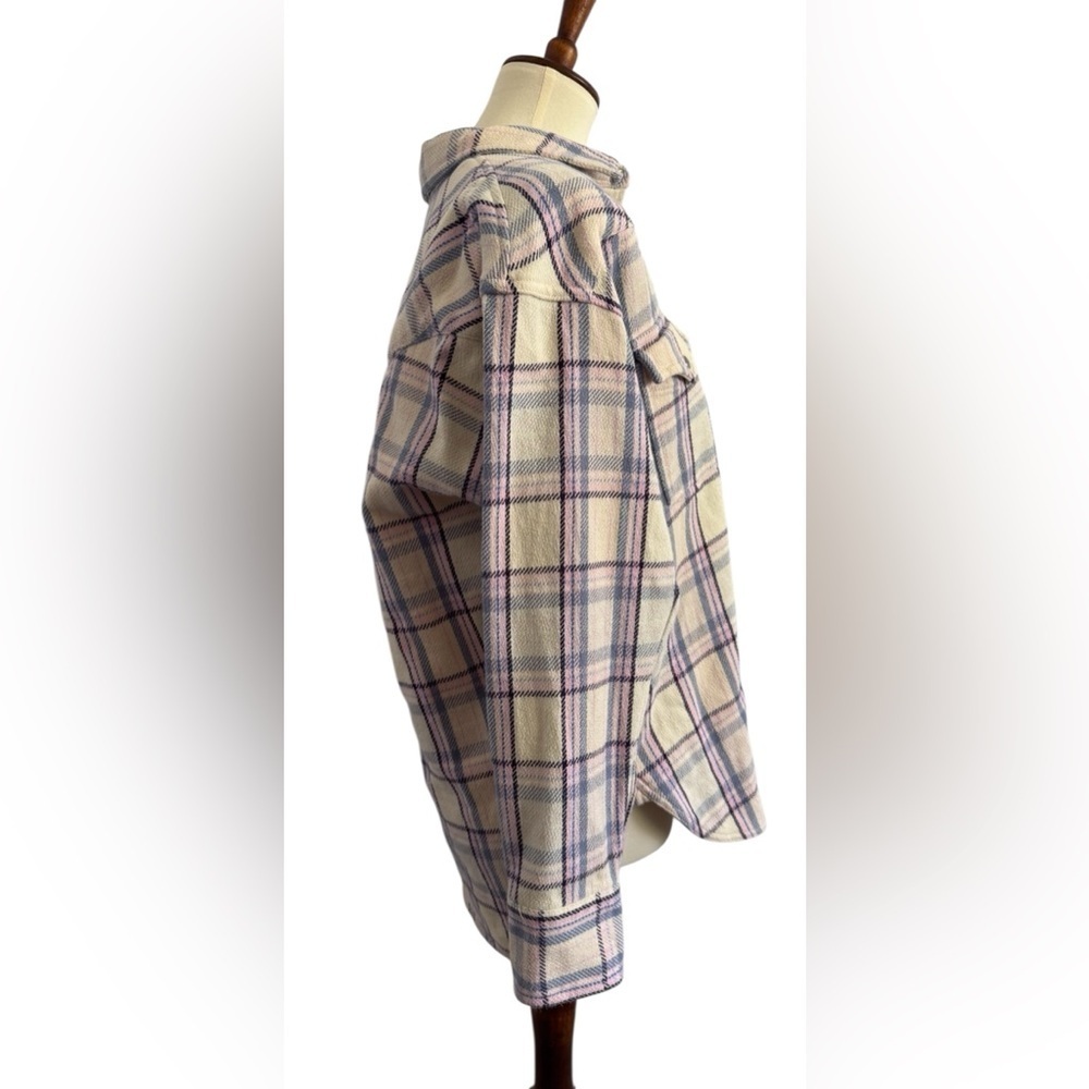 J. Crew Reimagined Thick Flannel Pockets 100% Cotton Pearl snap Button Size  8 - Picture 4 of 14
